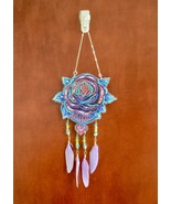 Beaded Rose Dreamcatcher, Feather Dreamcatcher, Mosaic Rose Dream Catcher - $18.99