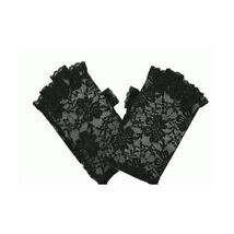 Short Half Finger Floral Lace Gothic Steampunk Victorian Gloves  - $11.00