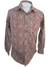 Daniel Cremieux Men dress shirt L paisley long sleeve pit to pit 24&quot; slimming - £19.77 GBP