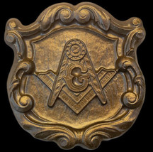 Mason Masonic Lodge Symbol temple sculpture art plaque Bronze Finish - $19.79