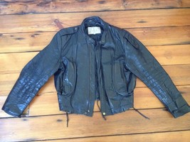 Vintage Wilsons Leather Motorcycle Biker Black Very Distressed Worn Jacket 44 - £93.97 GBP