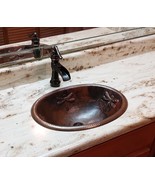 19&quot; Oval Copper Bathroom Drop In Sink with Dragonfly Design with Drain - $199.95