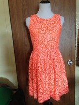 MADEWELL Neon Orange Lace Floral Design Cotton Blend Sleeveless Dress SZ 4 - $39.60