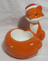 Yankee Candle Votive Tea Light Holder T/LH WOODLAND FOX w/ Santa Hat ceramic - £19.37 GBP