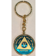 5 Year AA Medallion Blue Color Gold Plated With Keychain Chip Holder - £22.37 GBP
