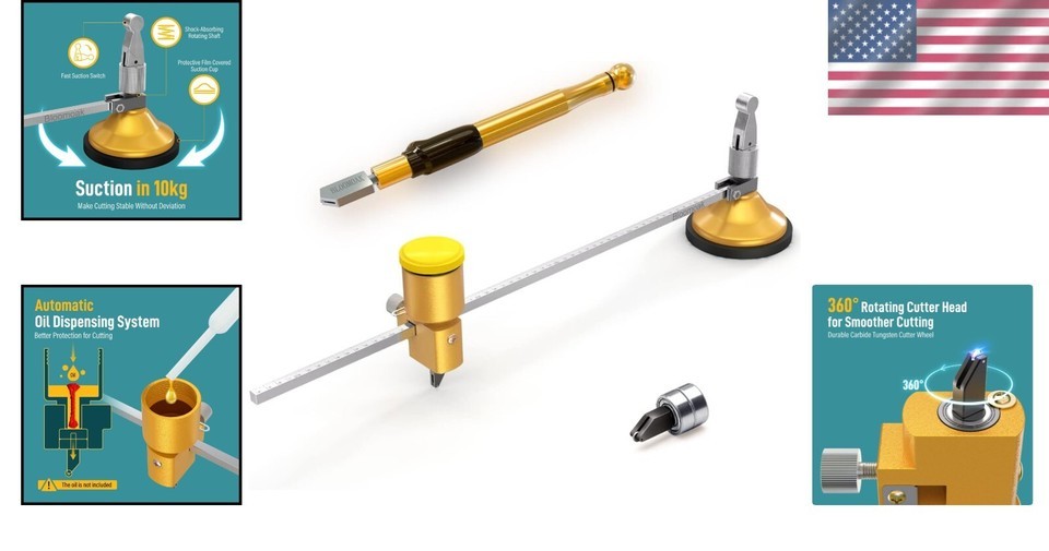 Diamond Glass Cutter with Round Handle - 24" Heavy-Duty Tool for Precision Cuts Item image 2