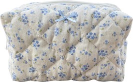 Cotton Quilted Makeup Bag Coquette Accessories Make up Bag Organizer Cute Floral - £28.59 GBP