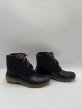 Sperry Saltwater Sherpa Duck Boots Black Waterproof Rubber Boot Size 7.5 - £25.87 GBP