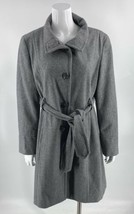 Nine West Womens Trench Coat Size 14 Gray Belted Wool Blend Button Up Jacket - £46.98 GBP