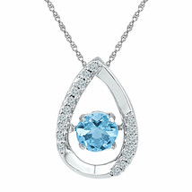 Sterling Silver Womens Round Lab-Created Blue Topaz Teardrop Pendant 3/4 Cttw - £118.89 GBP