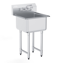 VEVOR 21"x41" Stainless Steel Prep &amp; Utility Sink, 1 Compartment Free St... - $244.90