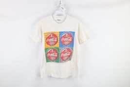 Vintage 90s Coca Cola Mens Small Thrashed 1996 USA OIympics Spell Out T-Shirt - £22.51 GBP