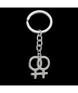 DOUBLE FEMALE SYMBOL KEYCHAIN Stainless Steel Metal Key Chain LGBT Lesbi... - $113.26 MXN