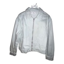 Mango MNG Pocketed Denim Jacket Full Zip Women Size Medium White Collare... - $10.91