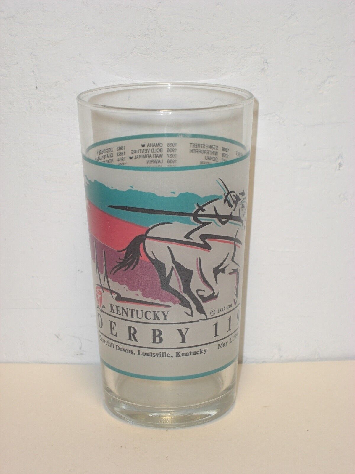 1993 - 119th Kentucky Derby Glass in MINT Condition - SEA HERO - $12.00