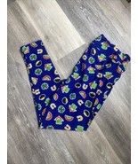 Lularoe Saint Patricks Day Green Four Leaf Clover Leggings Rainbow Blue TC - £6.62 GBP