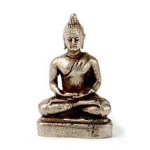 Tiny White Bronze Buddha Statue 1&quot; Small Miniature Taliman Buddhist Amulet New - £11.95 GBP