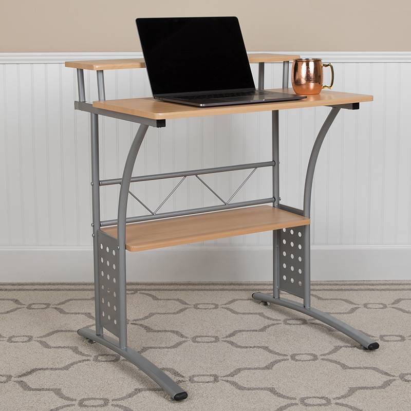Maple 2 Shelf Computer Desk NAN-CLIFTON-MP-GG