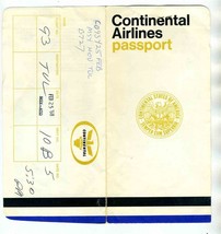 Continental Airlines Passport Ticket Jacket / Gate Pass &amp; Ticket 1968 - £15.67 GBP