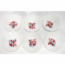 6 Vintage Fire King Oven Ware Fleurette Floral Flower Berry Bowls 0122!!! - £39.11 GBP