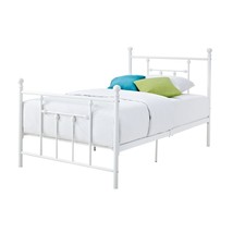 Full size White Metal Platform Bed with Headboard and Footboard - £303.70 GBP