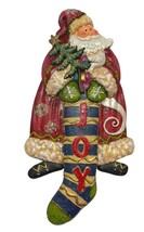 Vintage Santa Claus Joy Christmas Wall Hanging 13 Inch Tall Carved Style - £17.56 GBP