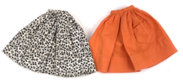 Vintage Barbie Skirts Fashion Pak Orange &amp; Black Floral Gathered Full Pocket Lot - $32.00