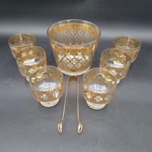 Vintage Set of 6 Culver Valencia Footed Rocks Cocktail Glasses w/Ice Buc... - $128.69