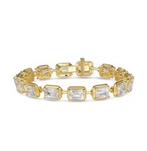 Anna Zuckerman Luxury Diamond-Coated CZ Link Tennis Bracelet 18k 925 Silver New - $49.45