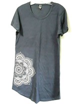 Womens T Shirt Dress Grey Medium Summer Spring Leggings Flower Boho Top - $19.64