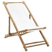 Outdoor Deck Chair Bamboo and Canvas - £40.29 GBP