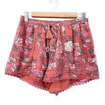 American Eagle Womens S Bohemian Shorts Floral Textured Burgundy Lace Ta... - £13.10 GBP
