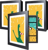 Giverny Kids Artwork Picture Frames 10X12.5 Black 3 Pack, Glass Kids Art... - £29.89 GBP