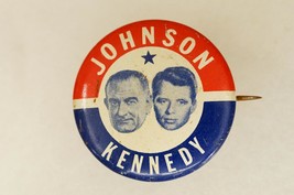 Vintage Political Pinback Button Johnson JFK Presidential Campaign John ... - $12.86