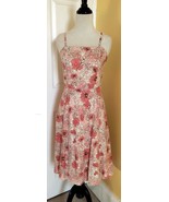 ANN TAYLOR LOFT Pink/Ivory Floral Print Lined Cotton/Silk Strapless Dres... - $19.96 CAD