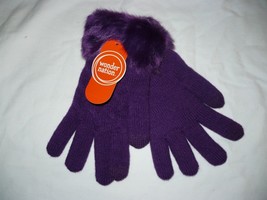 Wonder Nation Girls Faux Fur Lined Gloves Pretty Purple NEW Super Warm - $10.49