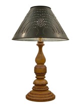 Crackled Mustard &amp; Barn Red Lamp With 15&quot; Punched Tin Willow Shade Usa Handmade - £340.48 GBP