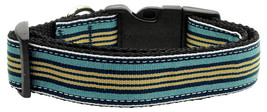 Preppy Stripes Nylon Ribbon Collars Light Blue/Khaki Medium - $26.99