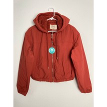 Ashley by 26 Cropped Hooded Jacket Women Medium Full Zip Terracotta Orange  - £27.69 GBP