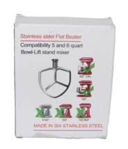 Stainless Steel Flat Beater Compatibility 5 &amp; 6 Quart Bowl Lift Stand Mixer - £11.61 GBP