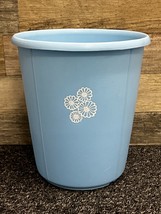 Rubbermaid 2940 Blue Trash Can Waste Basket Daisies Vintage Mid Century 70s - £16.97 GBP