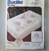 Bucilla Stitchery Wild Roses Napkin Set Cross Stitch Kit Vintage - £7.79 GBP