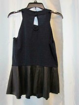 NWT Stoosh Juniors Embellished Halter Peplum Faux Leather Navy M L Org $... - $6.49