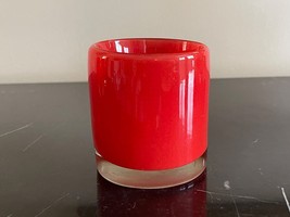 Henry Dean Signed Belgium Red Glass Votive Candle Holder - £38.78 GBP
