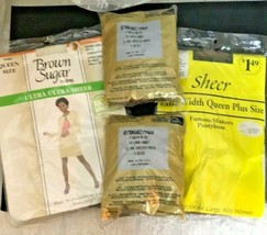 Lot of 4 Pairs Vintage Pantyhose Stockings Queen Size Great Prop Idea - $18.79