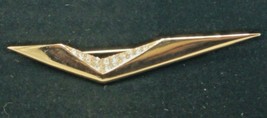 Vintage PARK LANE Art Deco brooch Gold tone pave Rhinestone wedge check swoop - £9.36 GBP