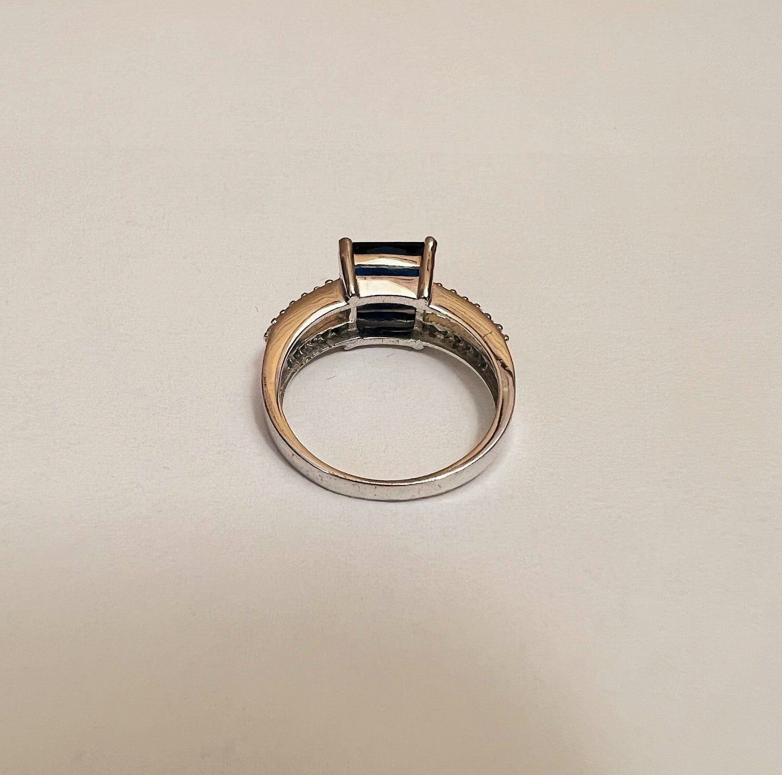 Blue Gem Crystal Ring Silver Colored Band Size 8-10 Item image 4