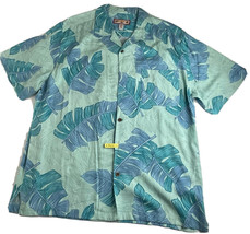 Caribb EAN Joe Mens Shirt Island Xl Hawaiian Palm Pocket Tropical Blue Rayon - £12.54 GBP