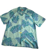 CARIBBEAN JOE Mens Shirt Island XL Hawaiian Palm Pocket Tropical Blue Rayon - £12.53 GBP