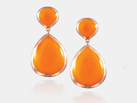 Adami &amp; Martucci Orange Enamel Peardrop Earrings - $71.78